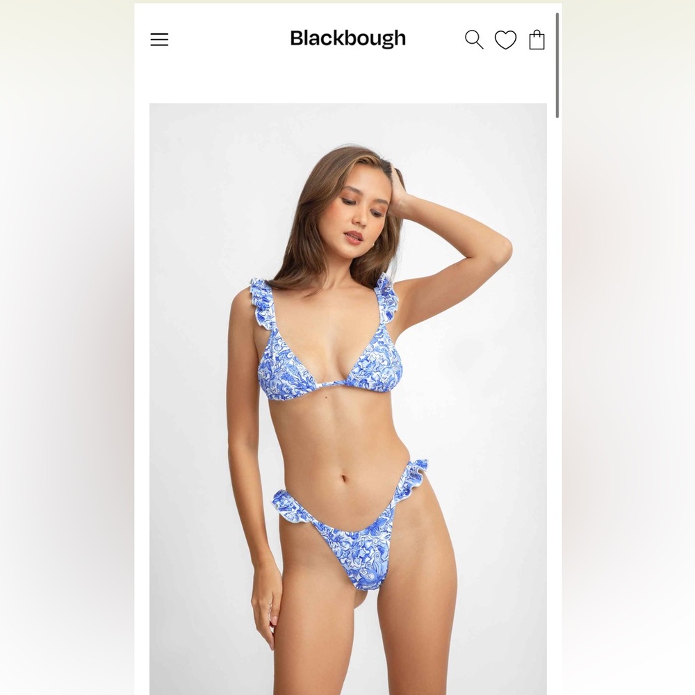 Blackbough Tessa Ruffled Blue and White Bikini (top and bottoms)